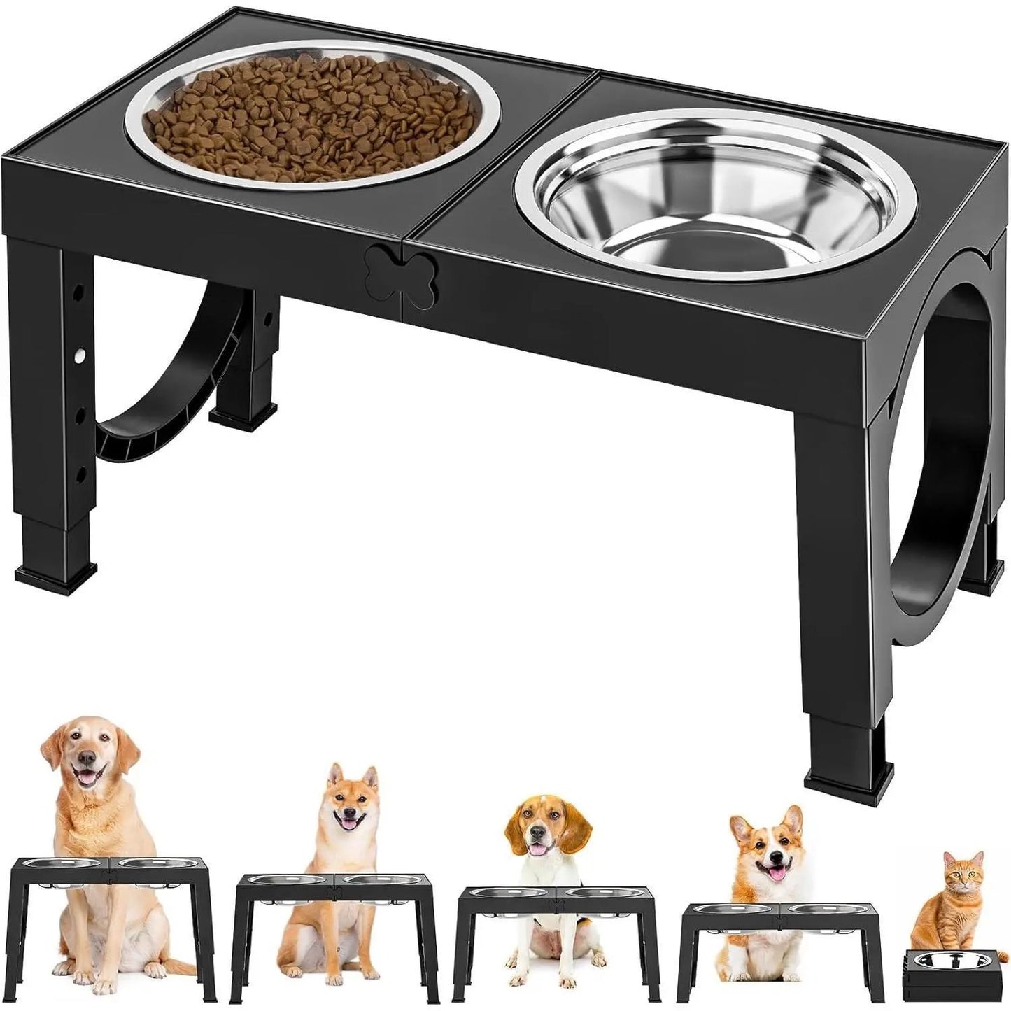 Black Dog Bowl Holder – Elevated Pet Feeder for Dogs & Cats - AllvueCo