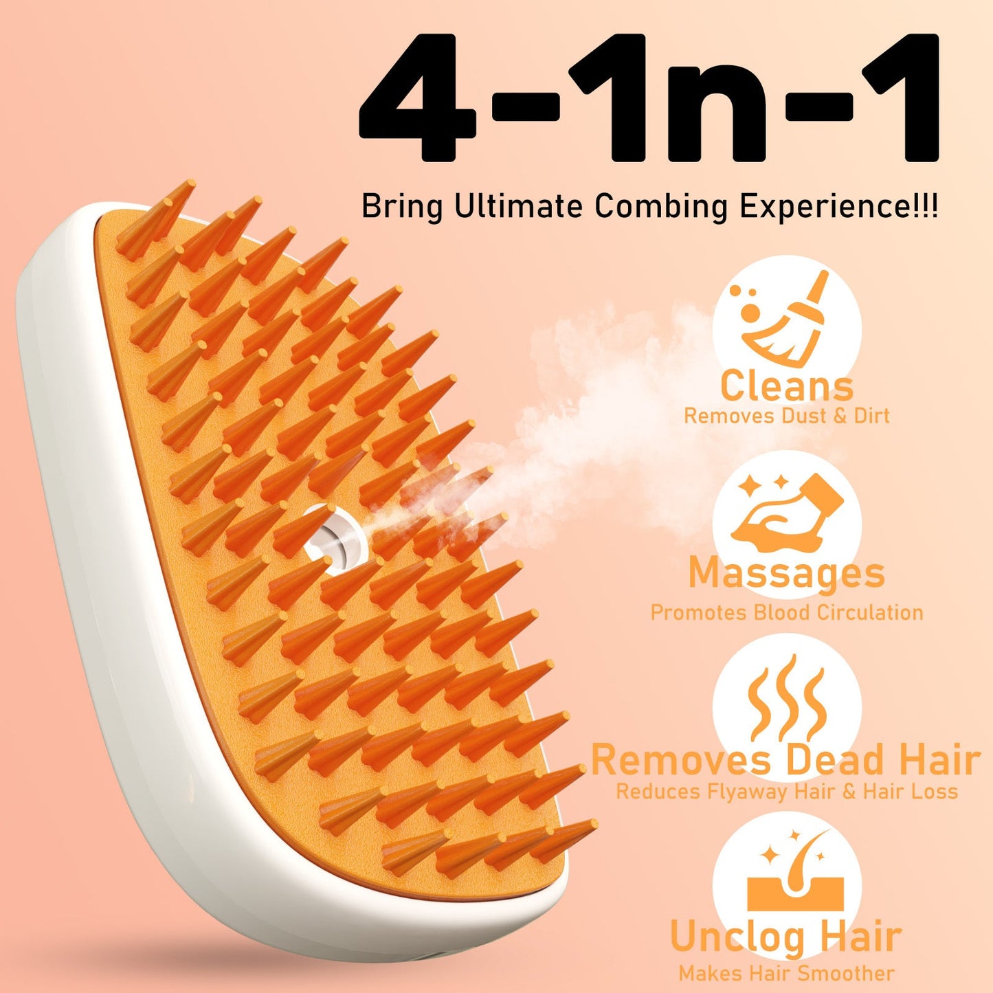 4-in-1 Cat Steam Brush – Anti-Static Grooming Comb with Mist & Hair Removal - AllvueCo