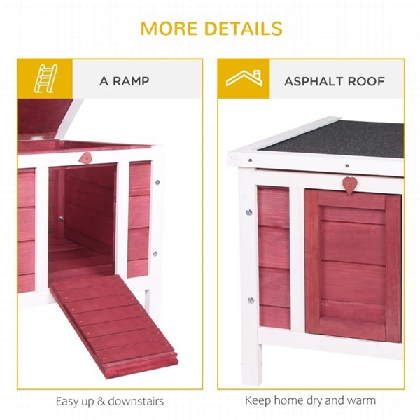 Wooden Pet House β Waterproof Raised Dog & Rabbit Hutch with Ramp β Red - AllvueCo
