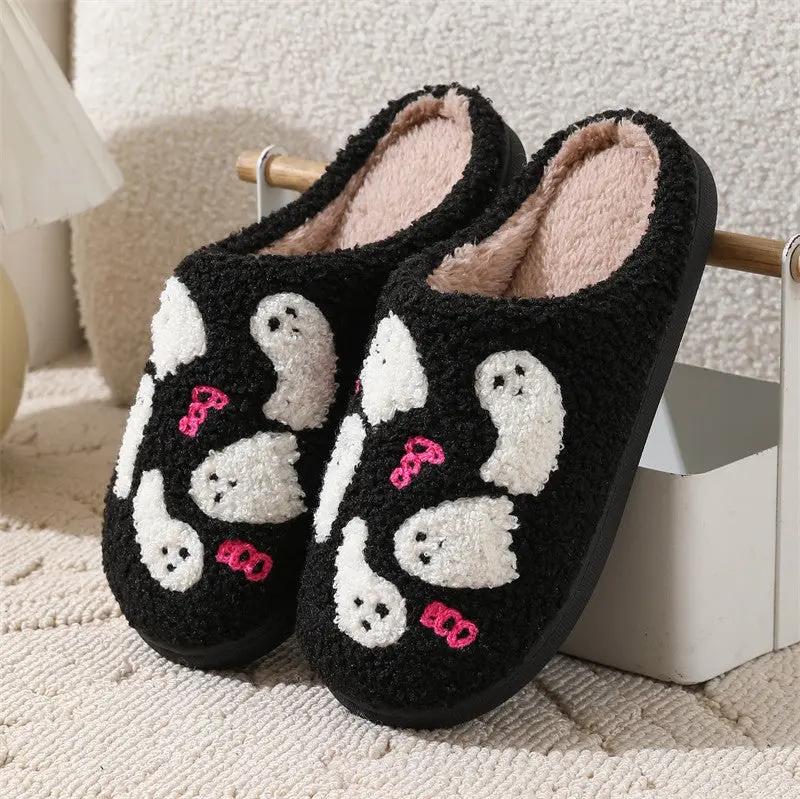 Halloween Cartoon Ghost Cotton Slippers for Women - Indoor Slippers - AllvueCo