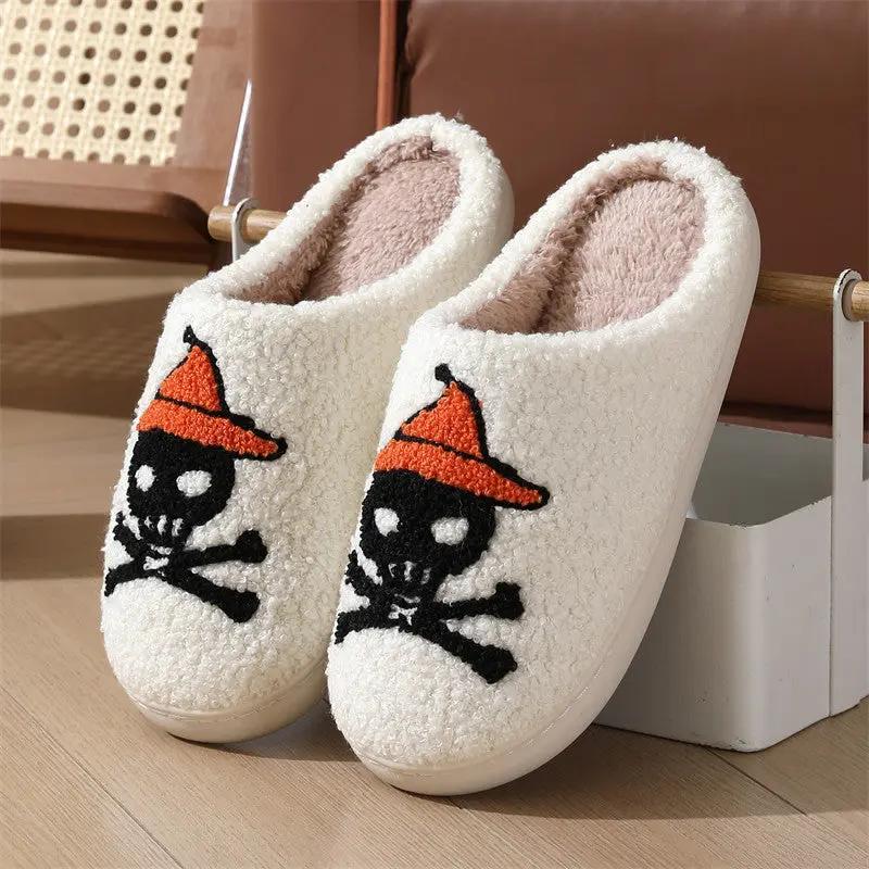 Halloween Skull Rose Slippers - Warm Indoor Slippers for Women - AllvueCo