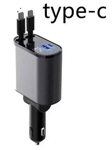 Metal Car Charger 100W Fast Charging Car Charger USB and Type-C Adapter