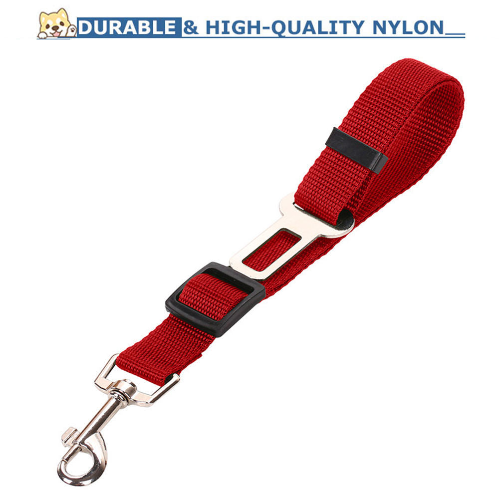Adjustable Pet Car Safety Seat Belt – Durable Nylon Leash for Dogs & Cats - AllvueCo