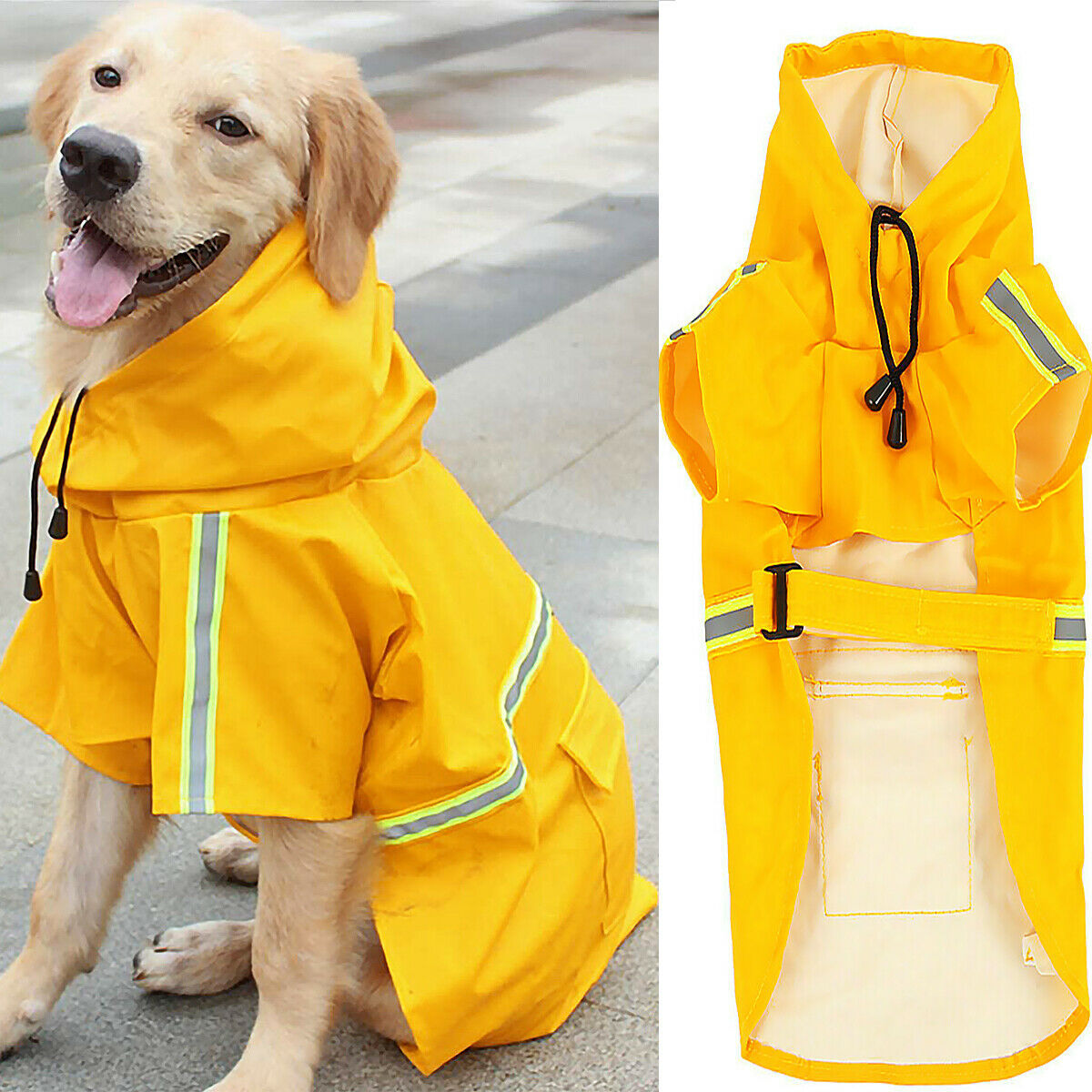 Waterproof Dog Raincoat with Hood – Soft, Breathable Jacket for Small Dogs with Transparent Cap & Belly Protection - AllvueCo