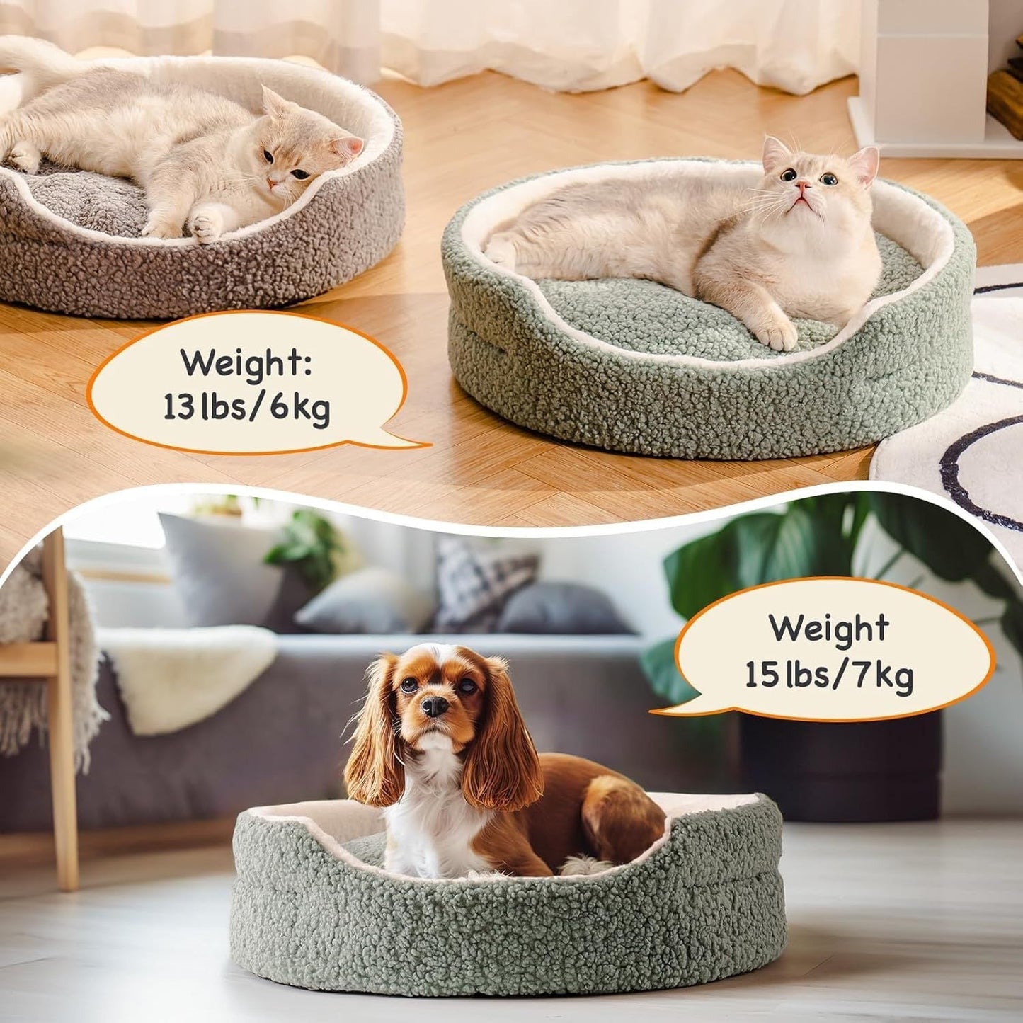 Mewoo Orthopedic Pet Bed – 23x23x7" Round Plush Bed for Cats & Small Dogs | Washable Cover & Non-Slip Bottom - AllvueCo