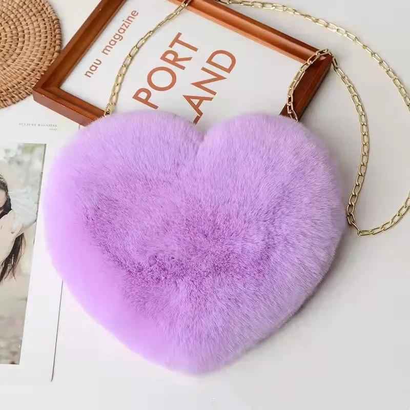 Love Bags for Women Valentine's Plush Shoulder Bags with Chain - Perfect for Valentine's Day