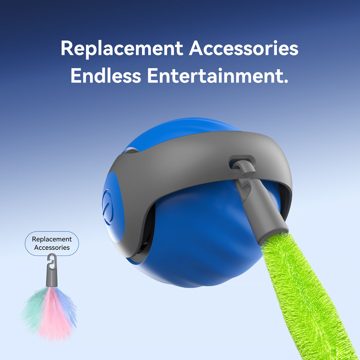 Smart Interactive Cat Ball – Type-C Rechargeable, Automatic Rolling Toy with LED Lights & Feather Tail - AllvueCo