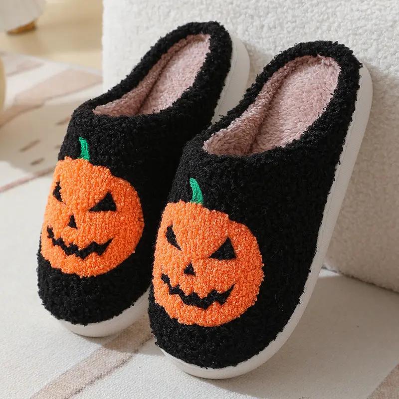 Halloween Pumpkin Cartoon Slippers - Warm Winter Indoor Shoes - AllvueCo