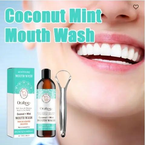 Oralhoe Coconut Mint Mouth Wash β Teeth Whitening & Fresh Breath Solution for Yellow Teeth (250ml) - AllvueCo