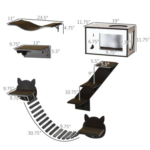 PawHut Wall-Mounted Cat Tree with Ergonomic Curved Platform - AllvueCo