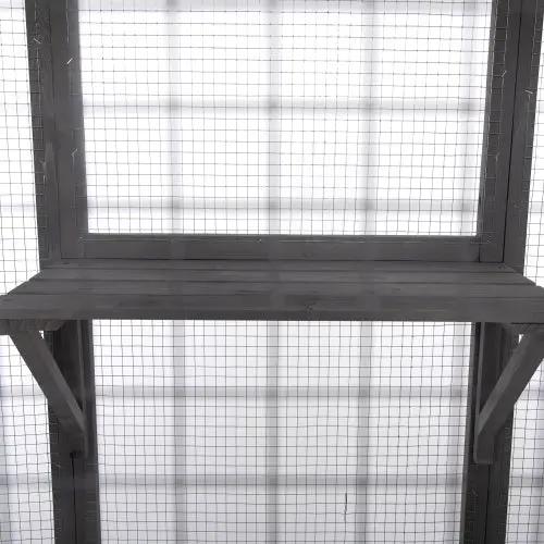 Oversized Outdoor Cat Cage β Multi-Level Wooden Catio with Sun Roof β Grey - AllvueCo