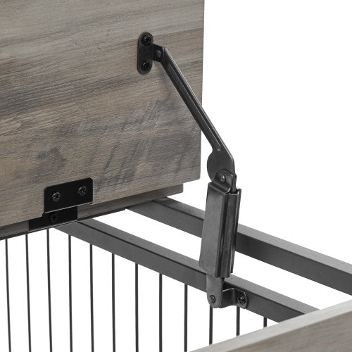 Furniture Style Dog Crate Side Table – Double Doors, Wheels & Raised Top – Grey - AllvueCo