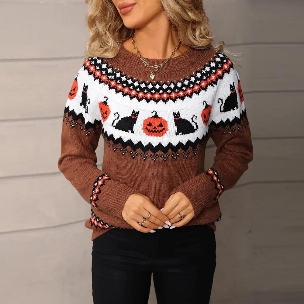 Women's Oversized Knit Christmas Sweater - Cozy Holiday Apparel - AllvueCo