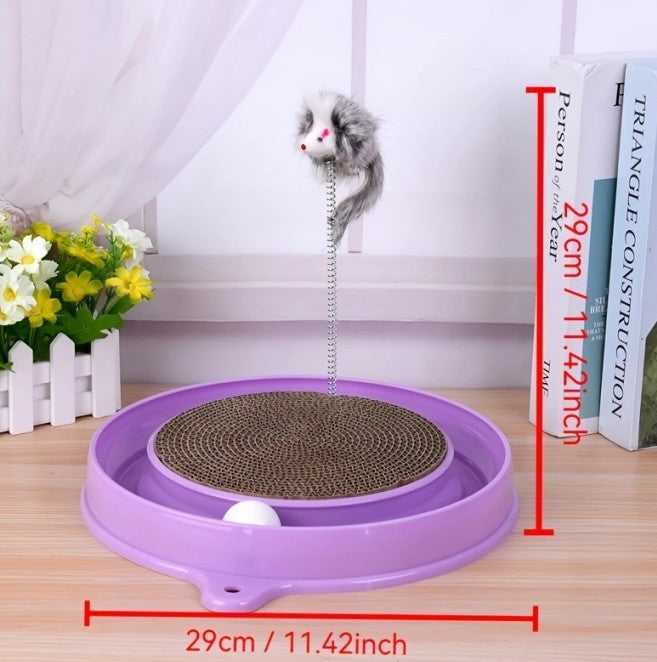 Multifunctional Cat Scratching Board – Interactive Scratcher with Ball Track & Toys - AllvueCo