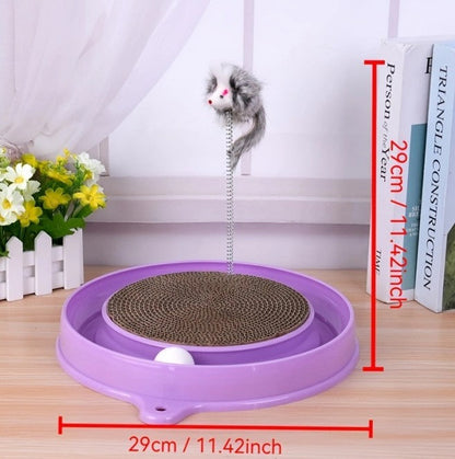 Multifunctional Cat Scratching Board – Interactive Scratcher with Ball Track & Toys - AllvueCo