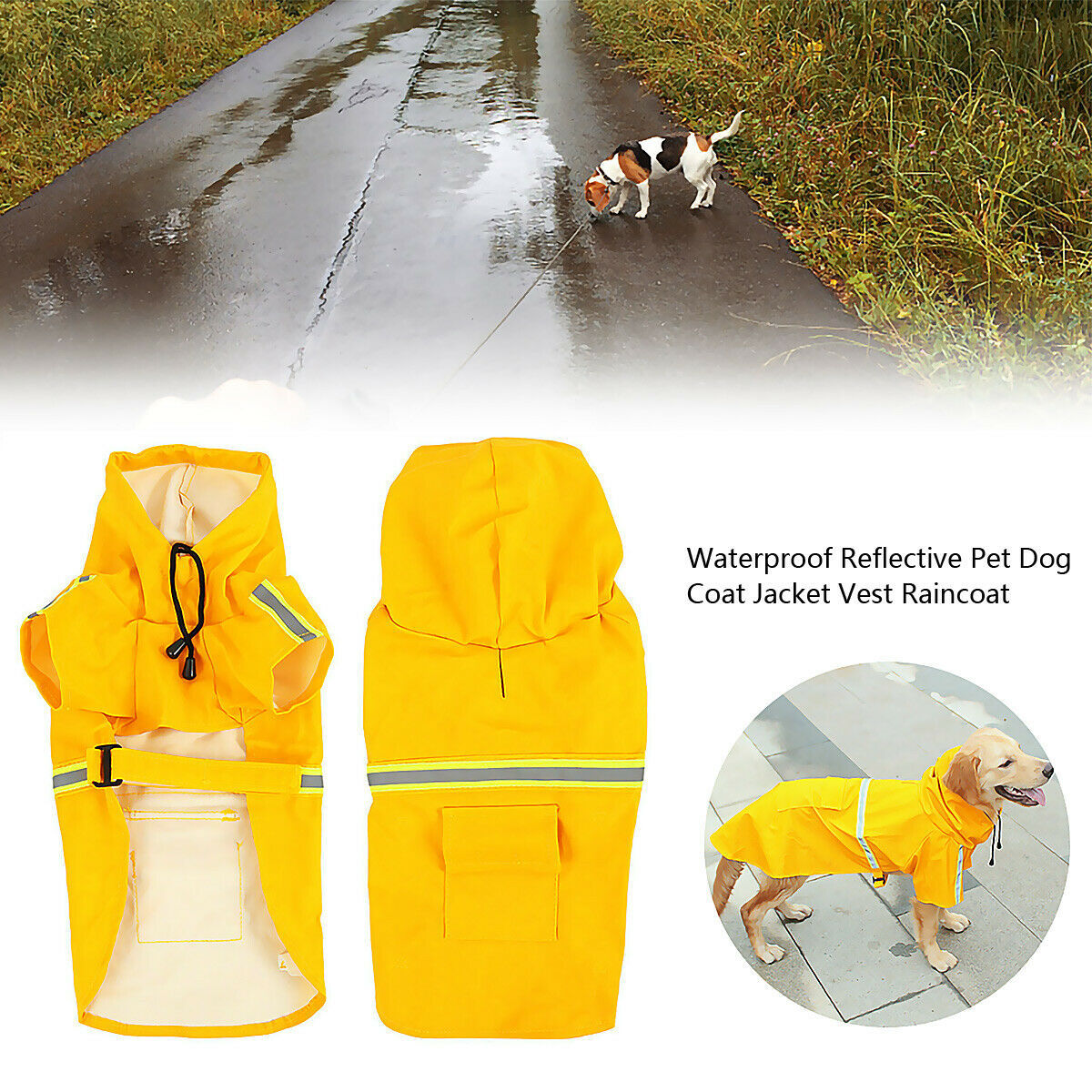 Waterproof Dog Raincoat with Hood – Soft, Breathable Jacket for Small Dogs with Transparent Cap & Belly Protection - AllvueCo