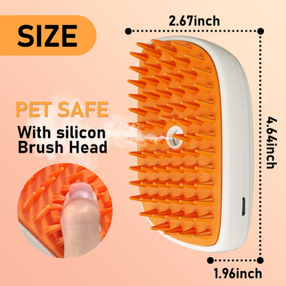 4-in-1 Cat Steam Brush – Anti-Static Grooming Comb with Mist & Hair Removal - AllvueCo