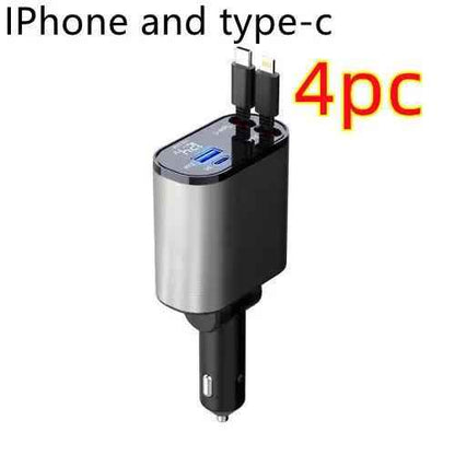 Metal Car Charger 100W Fast Charging Car Charger USB and Type-C Adapter