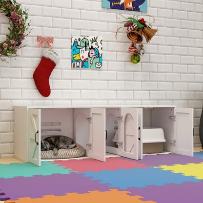 Modern Wooden Cat Litter Box Furniture with Double Room – Stylish & Functional - AllvueCo