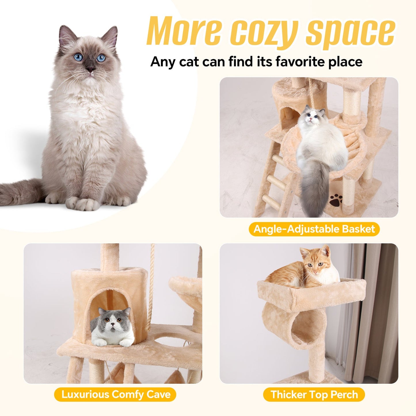 Multi-Level Cat Climbing Frame – Indoor Activity Tower for Play & Rest - AllvueCo