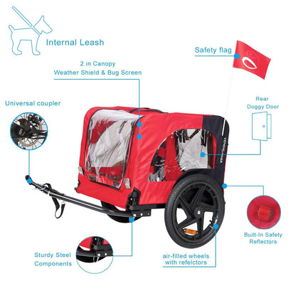 Foldable Bicycle Trailer for Pets – Outdoor Dog Trailer with Safety Mesh & Wheels - AllvueCo