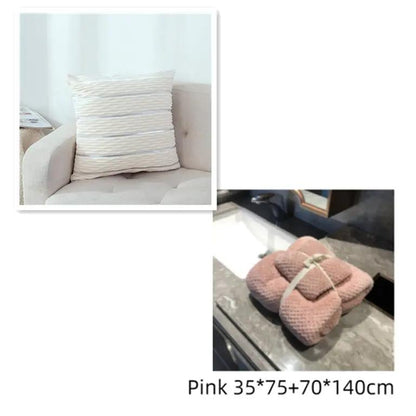 Simple Luxury Striped Velvet Pillow Cover for Sofa Cushion - AllvueCo