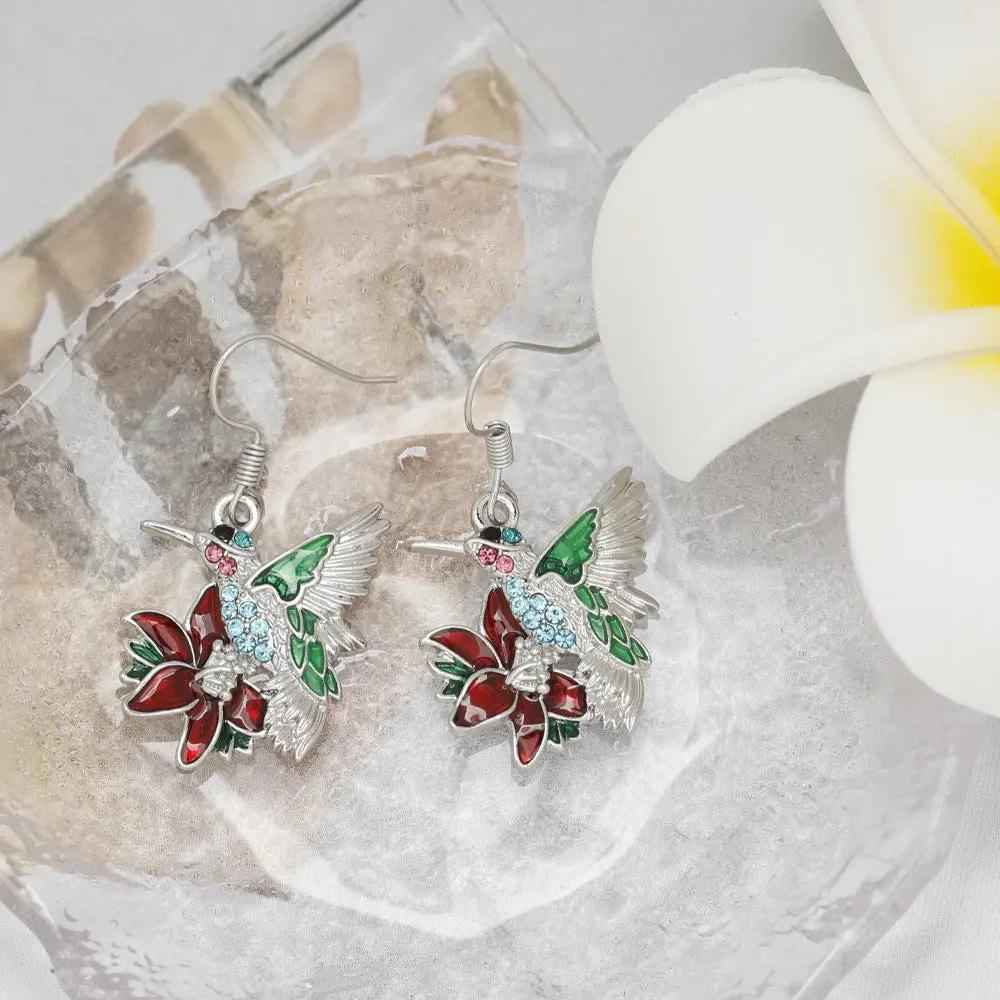 Colorful Hummingbird Earrings - Full Diamond Pendant for Stunning Jewelry & Accessories