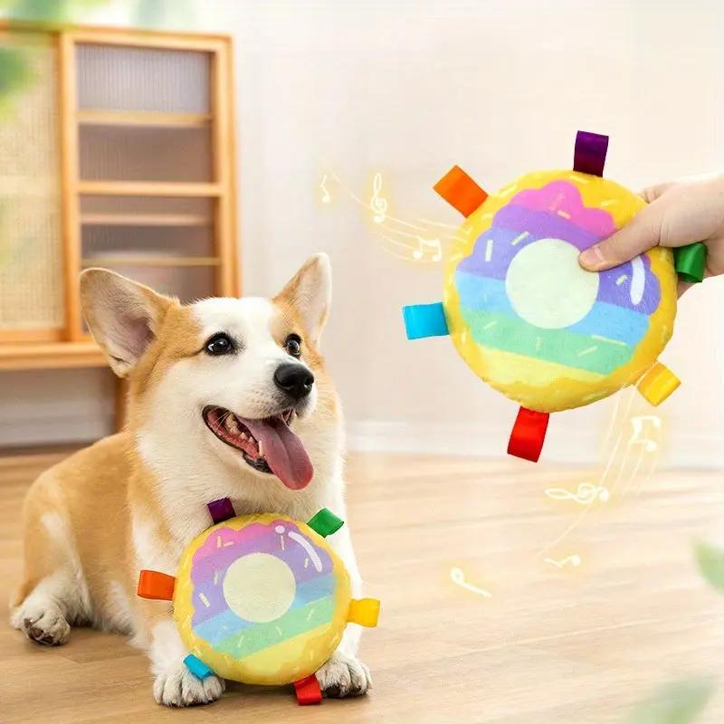 Cartoon Plush Flying Disc Toy Dog For Outdoor Play, Bite-res | Electronic Learning Toys - AllvueCo