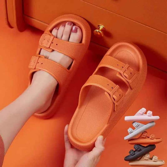 Platform Slippers for Women - Chic Women's Platform Slippers with Buckle for Summer Comfort at Home