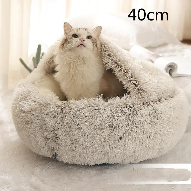 2 In 1 Dog And Cat Bed Pet Winter Bed Round Plush Warm Bed H | Other My Store