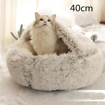 2 In 1 Dog And Cat Bed Pet Winter Bed Round Plush Warm Bed H | Other My Store