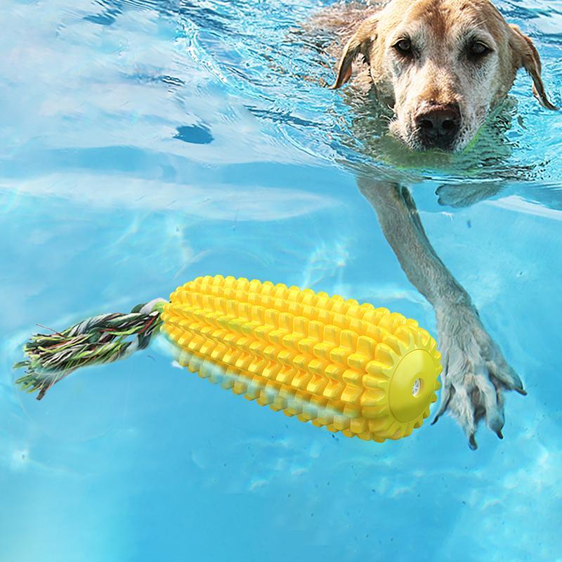 Durable Corn-Shaped Dog Chew Toy – Squeaky TPR Toy for Aggressive Chewers - AllvueCo