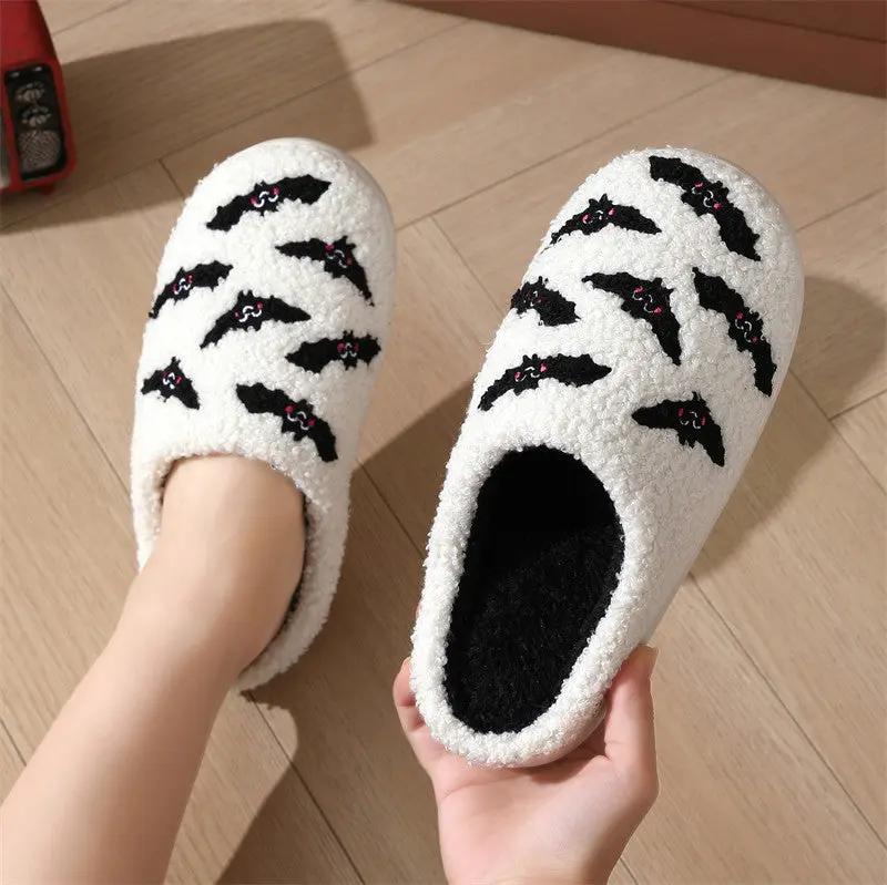 Halloween Skull Rose Slippers - Warm Indoor Slippers for Women - AllvueCo