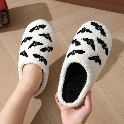 Halloween Skull Rose Slippers - Warm Indoor Slippers for Women - AllvueCo