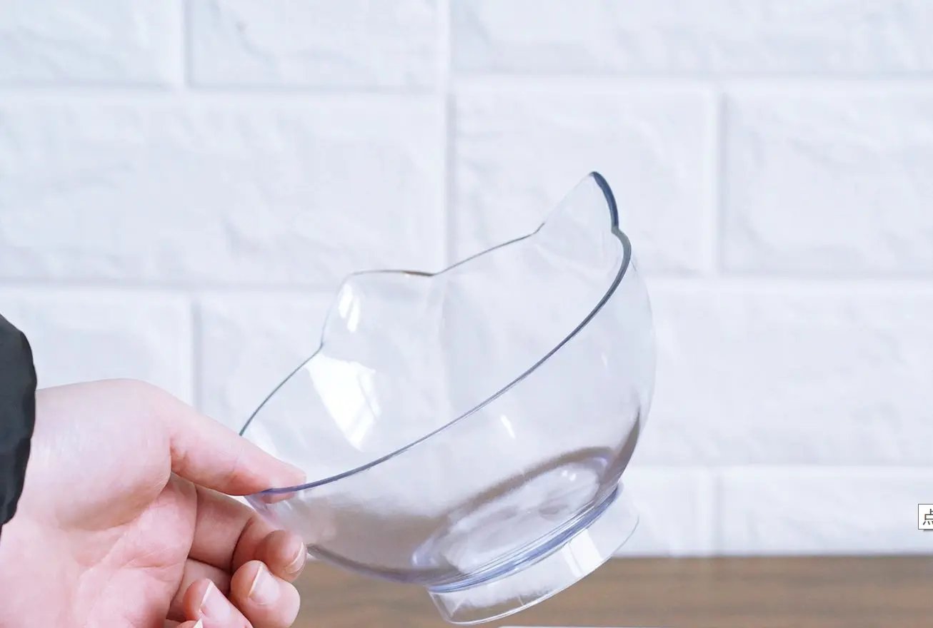 Inclined Food Cat Ear Oblique Mouth Transparent Single Pet Bowl - AllvueCo