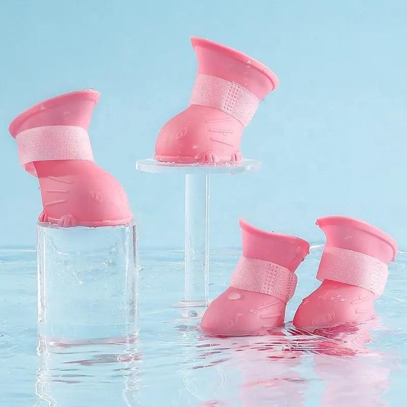 Dog Rain Boots 4pcs Waterproof Silicone Non-Slip Footwear - AllvueCo