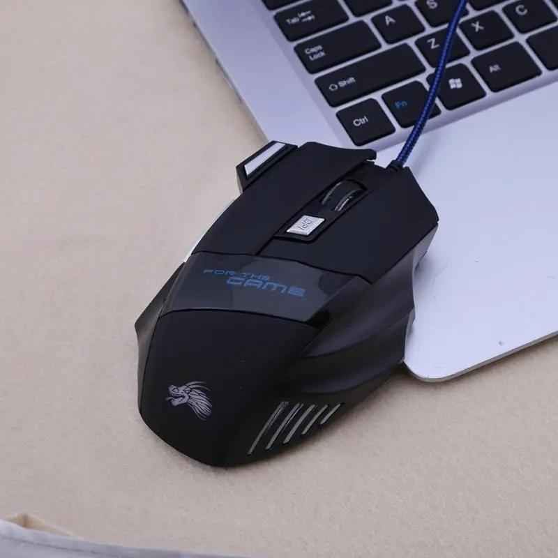 Wired Gaming Mouse 5500 DPI - High-Performance Optical Mouse with 7-Color LED Backlight for Gamers