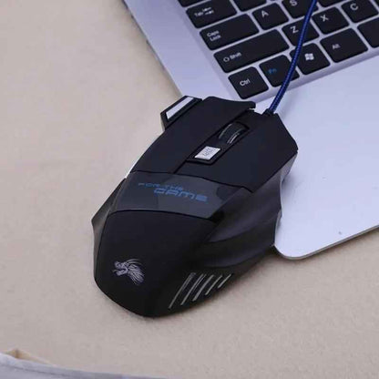 Wired Gaming Mouse 5500 DPI - High-Performance Optical Mouse with 7-Color LED Backlight for Gamers