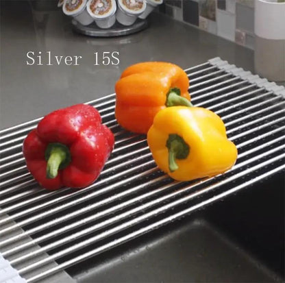 Folding Kitchen Drain Sink Rack Stainless Steel - Space-Saving Design - AllvueCo