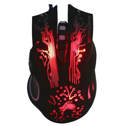 Wired Gaming Mouse 5500 DPI - High-Performance Optical Mouse with 7-Color LED Backlight for Gamers