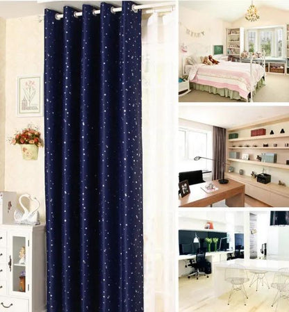 Star Print Perforated Finished Curtain - Stylish Window Treatment - AllvueCo
