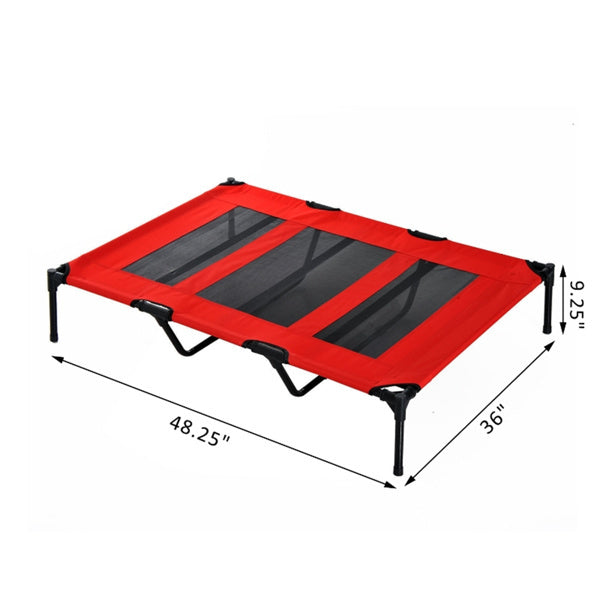 Elevated XXL Dog Bed – Portable Cooling Cot with Steel Frame & Travel Bag (Red) - AllvueCo