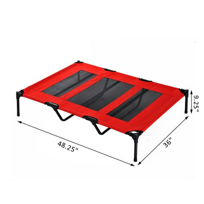 Elevated XXL Dog Bed – Portable Cooling Cot with Steel Frame & Travel Bag (Red) - AllvueCo