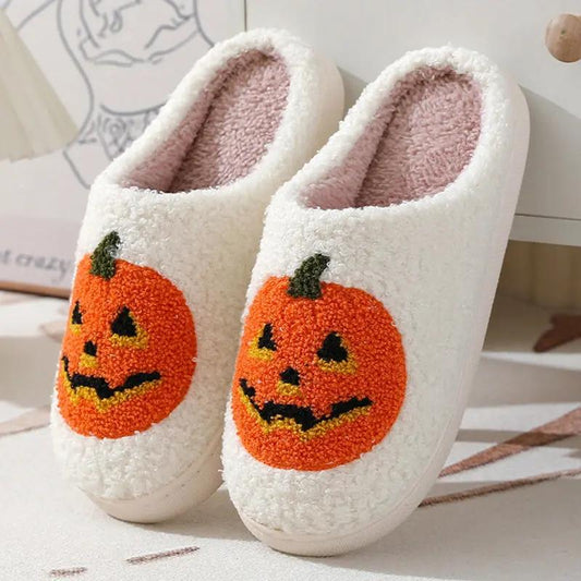 Halloween Pumpkin Cartoon Slippers - Warm Winter Indoor Shoes - AllvueCo