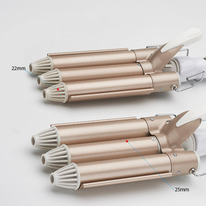 Three-Tube Curling Iron – Adjustable Hair Waver (22mm / 25mm) AllvueCo