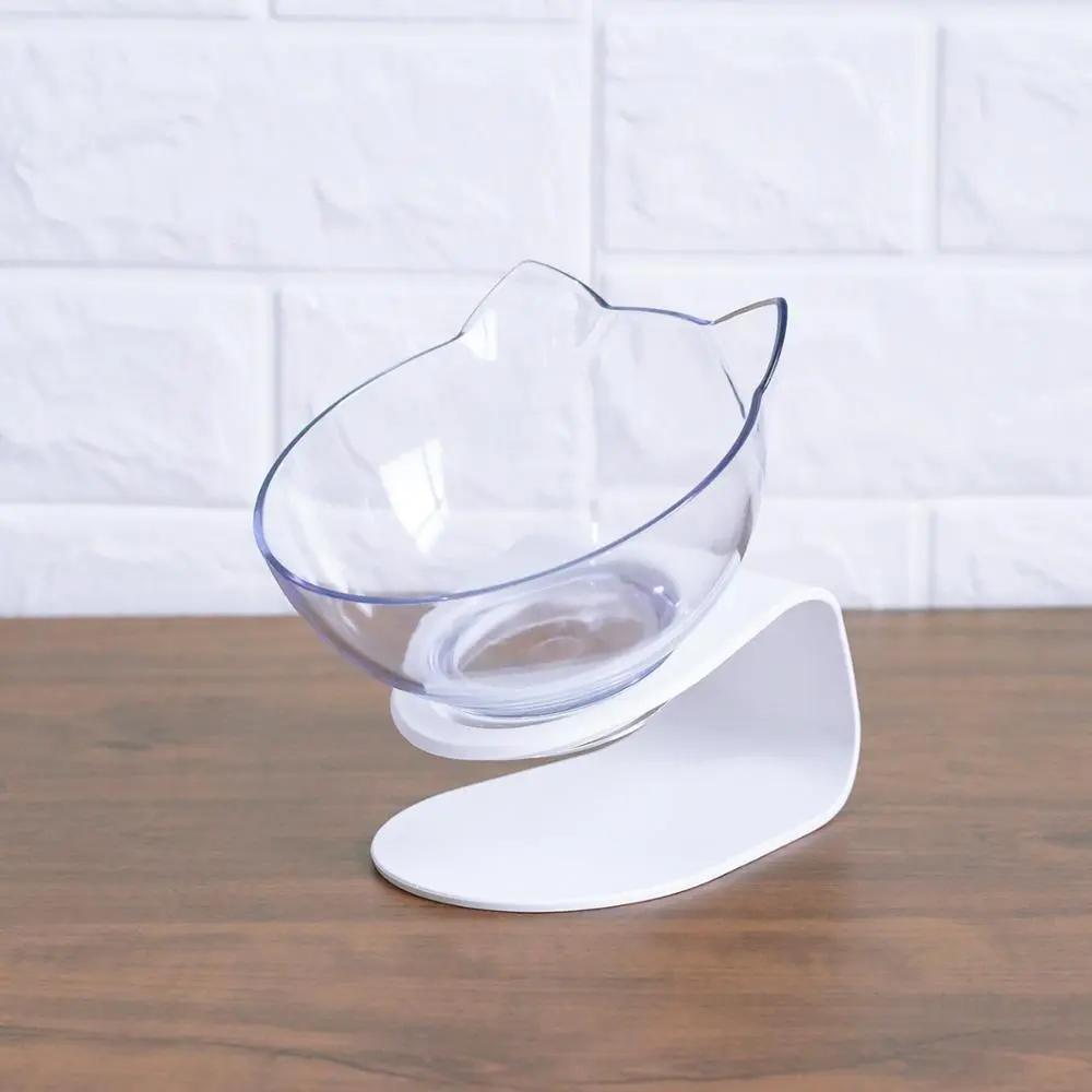 Inclined Food Cat Ear Oblique Mouth Transparent Single Pet Bowl - AllvueCo