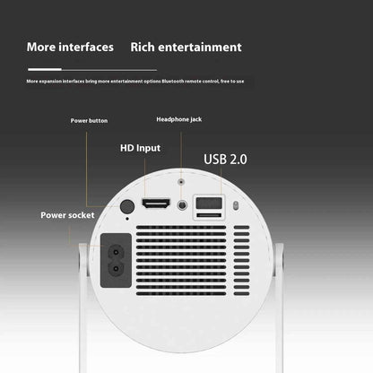 Portable Smart Projector with 180° Home Theater, Auto Focus & 4K Support