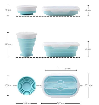 Portable Foldable Silicone Lunch Box - Convenient Meal Container - AllvueCo