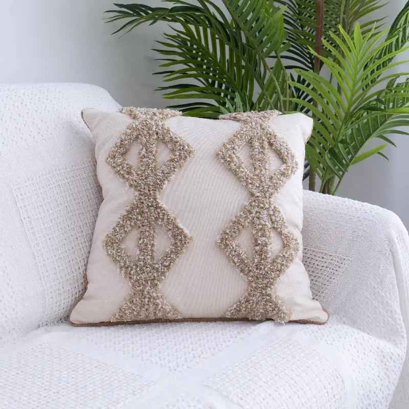 Tufted Moroccan Throw Pillow with Fringed Waist Case | Jewelry & Accessories