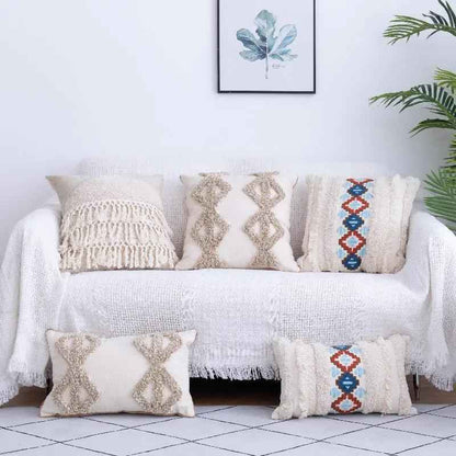 Tufted Moroccan Throw Pillow with Fringed Waist Case | Jewelry & Accessories